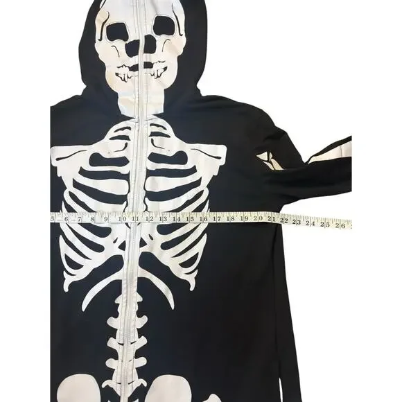 Tipsy Elves Men's Skeleton Hooded Onesie Large Costume Full Zip Pajamas Fleece - Picture 7 of 11